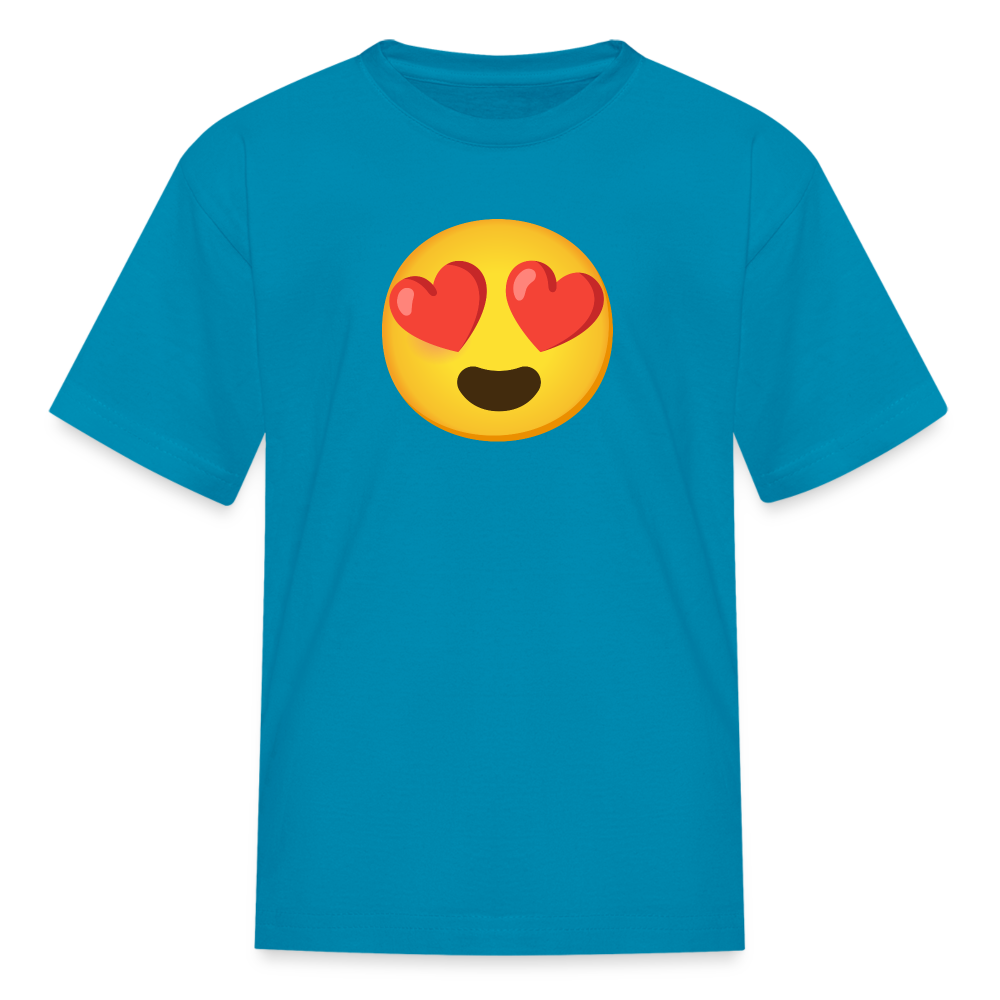 😍 Smiling Face with Heart-Eyes (Google Noto Color Emoji) Kids' T-Shirt - turquoise