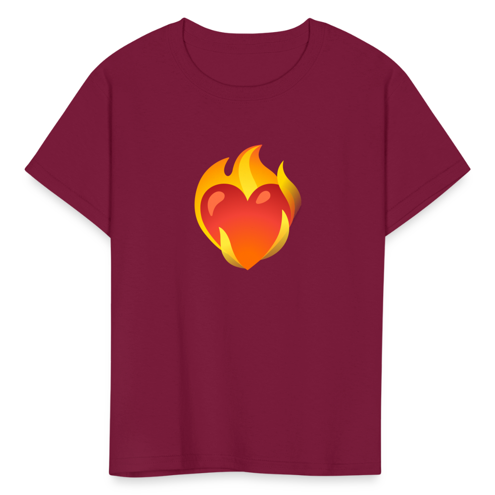 ❤️‍🔥 Heart on Fire (Google Noto Color Emoji) Kids' T-Shirt - burgundy
