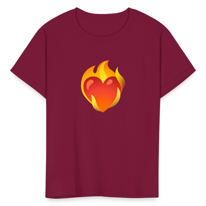 ❤️‍🔥 Heart on Fire (Google Noto Color Emoji) Kids' T-Shirt - burgundy