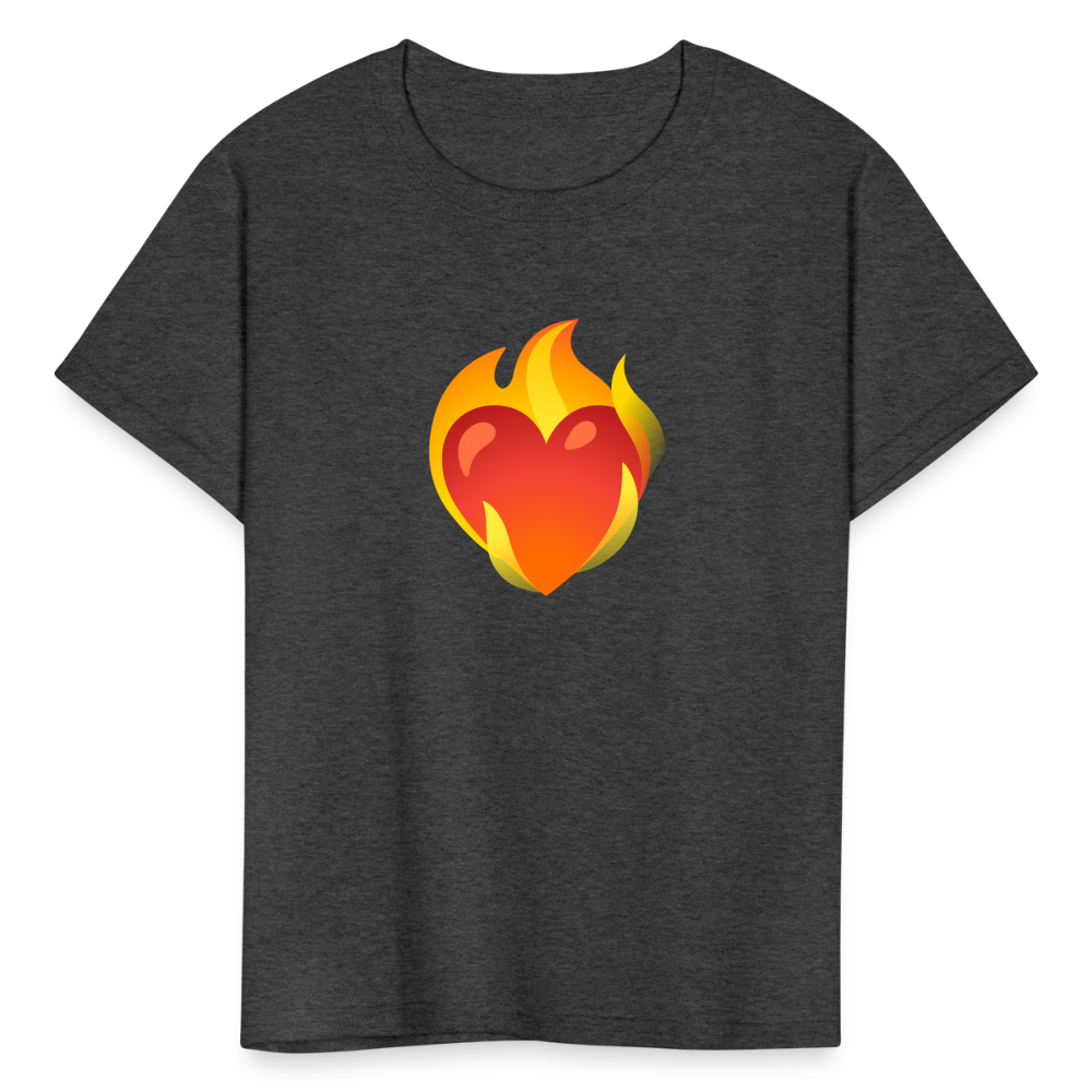 ❤️‍🔥 Heart on Fire (Google Noto Color Emoji) Kids' T-Shirt - heather black