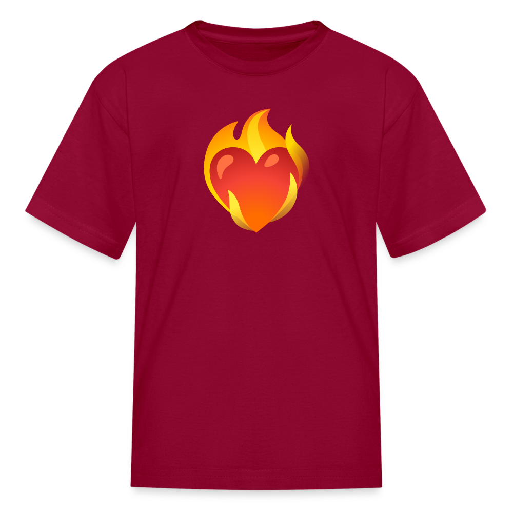 ❤️‍🔥 Heart on Fire (Google Noto Color Emoji) Kids' T-Shirt - dark red