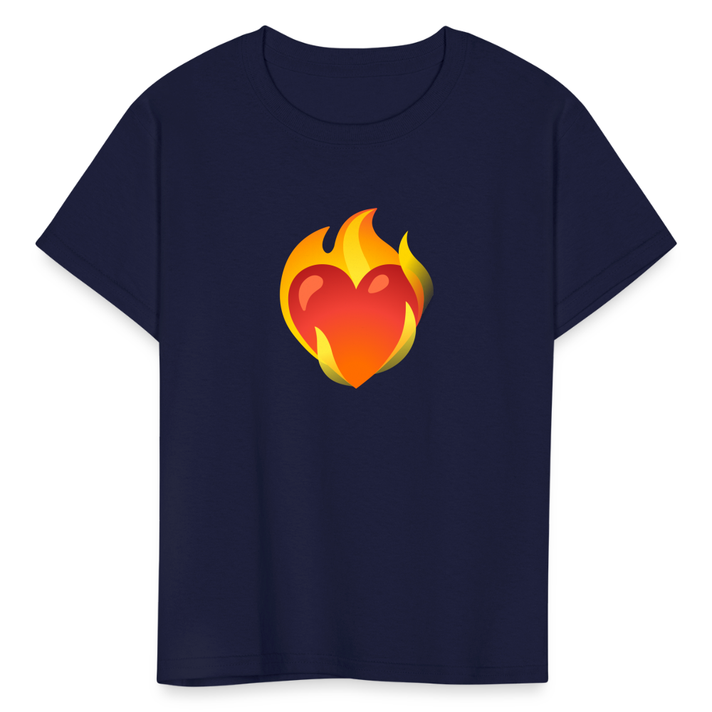 ❤️‍🔥 Heart on Fire (Google Noto Color Emoji) Kids' T-Shirt - navy