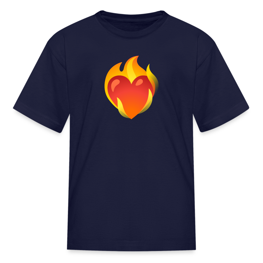 ❤️‍🔥 Heart on Fire (Google Noto Color Emoji) Kids' T-Shirt - navy