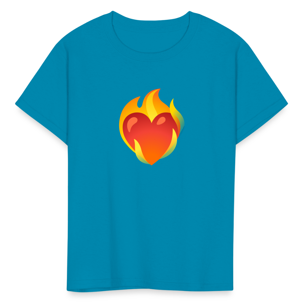 ❤️‍🔥 Heart on Fire (Google Noto Color Emoji) Kids' T-Shirt - turquoise