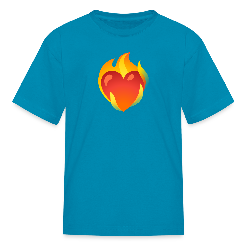 ❤️‍🔥 Heart on Fire (Google Noto Color Emoji) Kids' T-Shirt - turquoise