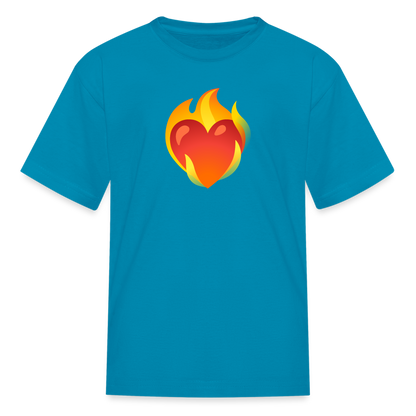 ❤️‍🔥 Heart on Fire (Google Noto Color Emoji) Kids' T-Shirt - turquoise