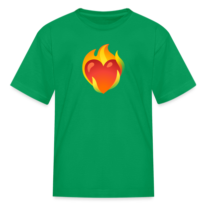 ❤️‍🔥 Heart on Fire (Google Noto Color Emoji) Kids' T-Shirt - kelly green