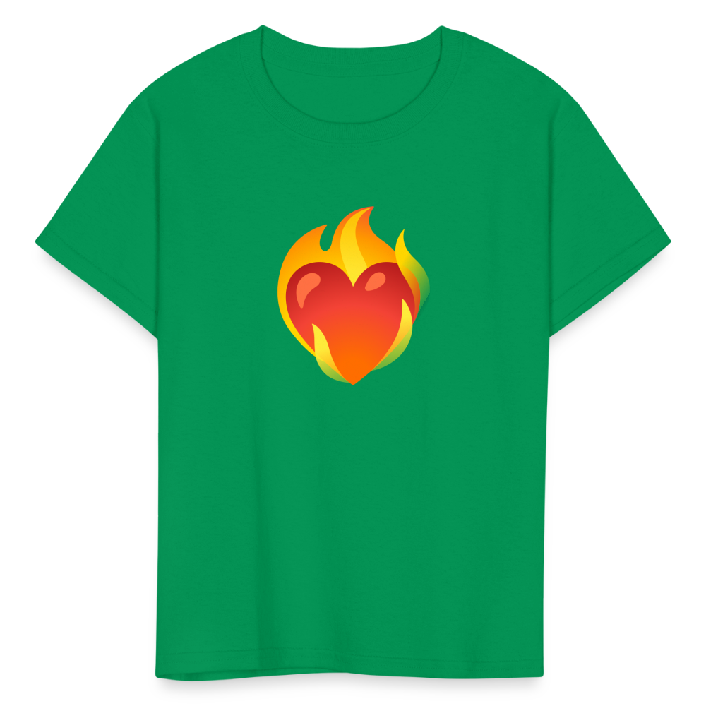 ❤️‍🔥 Heart on Fire (Google Noto Color Emoji) Kids' T-Shirt - kelly green