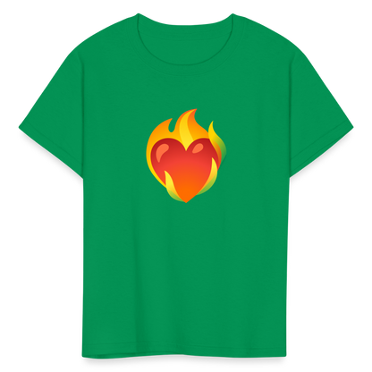 ❤️‍🔥 Heart on Fire (Google Noto Color Emoji) Kids' T-Shirt - kelly green