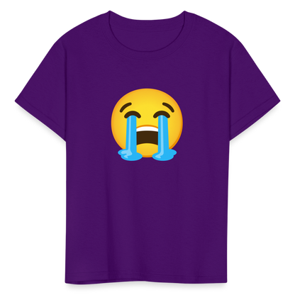 😭 Loudly Crying Face (Google Noto Color Emoji) Kids' T-Shirt - purple