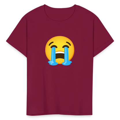 😭 Loudly Crying Face (Google Noto Color Emoji) Kids' T-Shirt - burgundy