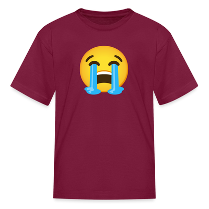😭 Loudly Crying Face (Google Noto Color Emoji) Kids' T-Shirt - burgundy