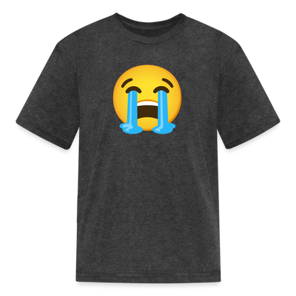 😭 Loudly Crying Face (Google Noto Color Emoji) Kids' T-Shirt - heather black