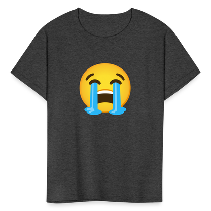 😭 Loudly Crying Face (Google Noto Color Emoji) Kids' T-Shirt - heather black
