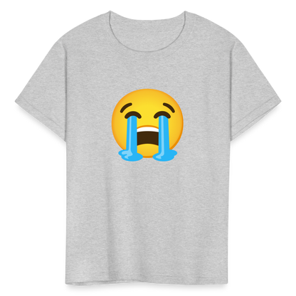 😭 Loudly Crying Face (Google Noto Color Emoji) Kids' T-Shirt - heather gray