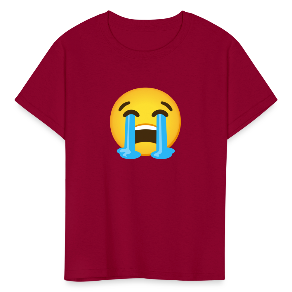 😭 Loudly Crying Face (Google Noto Color Emoji) Kids' T-Shirt - dark red