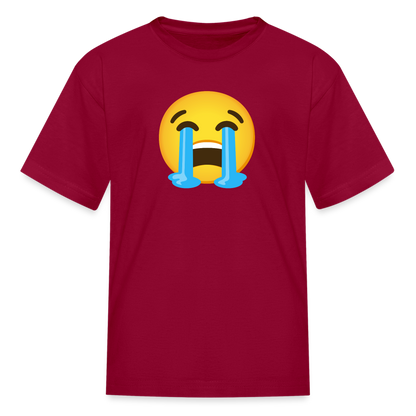 😭 Loudly Crying Face (Google Noto Color Emoji) Kids' T-Shirt - dark red