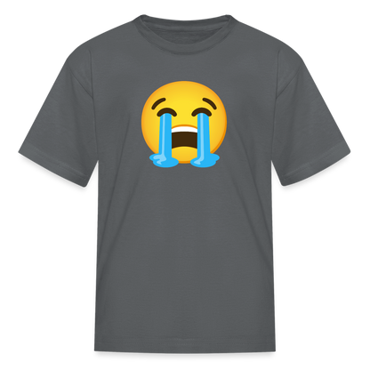 😭 Loudly Crying Face (Google Noto Color Emoji) Kids' T-Shirt - charcoal