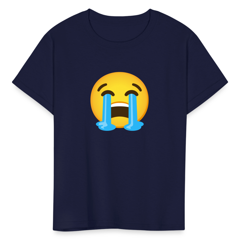 😭 Loudly Crying Face (Google Noto Color Emoji) Kids' T-Shirt - navy