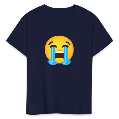😭 Loudly Crying Face (Google Noto Color Emoji) Kids' T-Shirt - navy