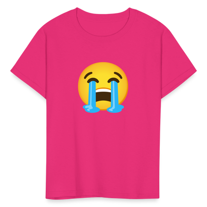 😭 Loudly Crying Face (Google Noto Color Emoji) Kids' T-Shirt - fuchsia