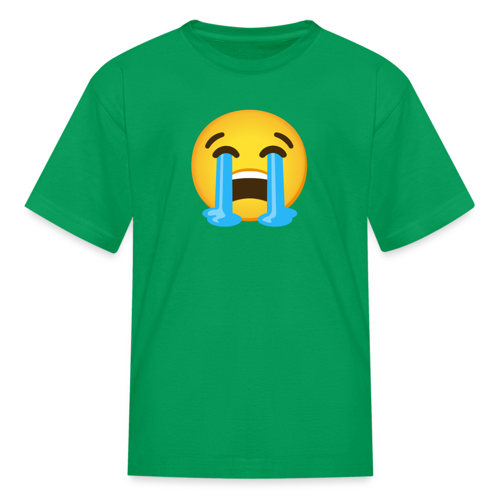 😭 Loudly Crying Face (Google Noto Color Emoji) Kids' T-Shirt - kelly green