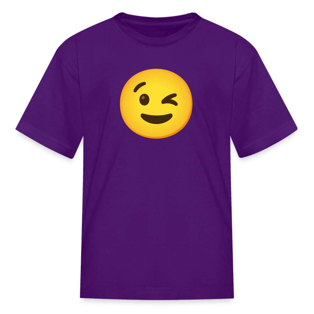 😉 Winking Face (Google Noto Color Emoji) Kids' T-Shirt - purple