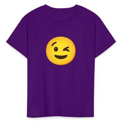 😉 Winking Face (Google Noto Color Emoji) Kids' T-Shirt - purple
