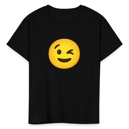😉 Winking Face (Google Noto Color Emoji) Kids' T-Shirt - black