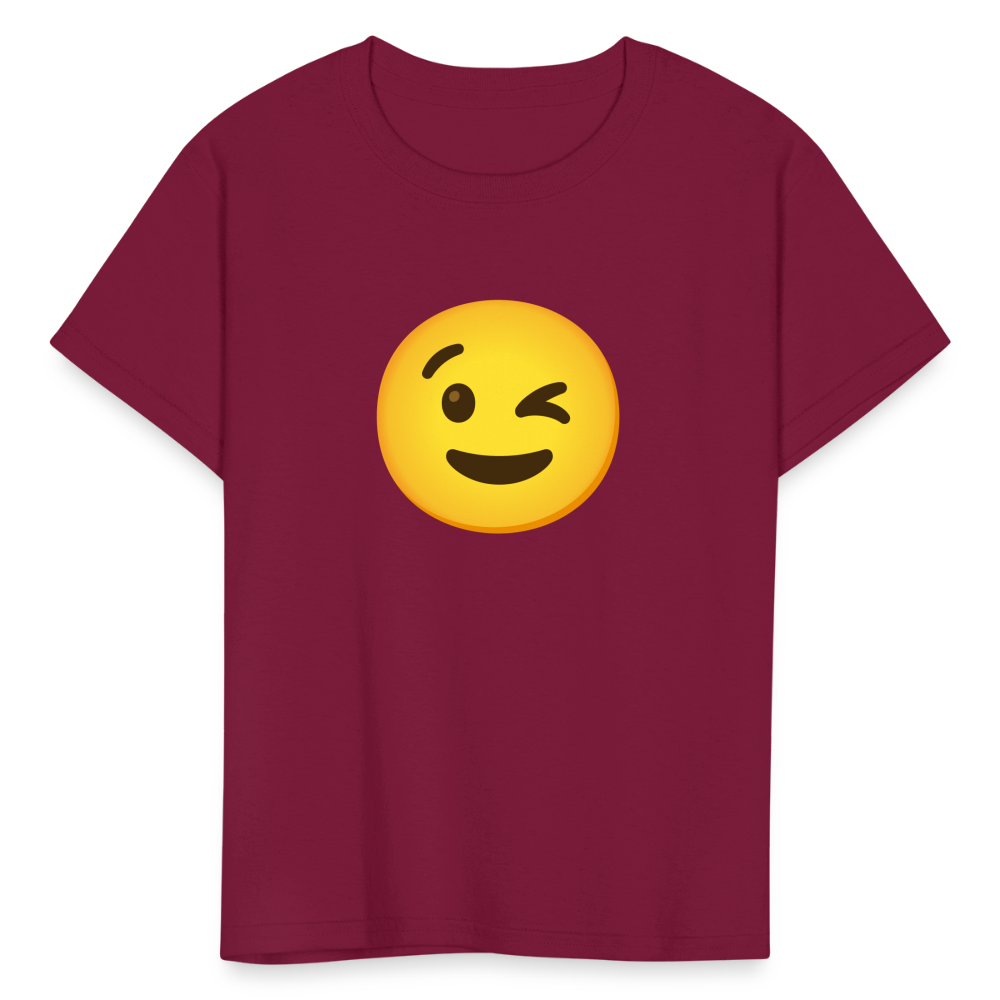 😉 Winking Face (Google Noto Color Emoji) Kids' T-Shirt - burgundy