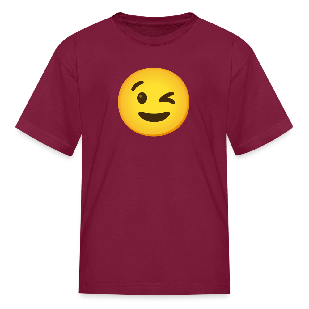 😉 Winking Face (Google Noto Color Emoji) Kids' T-Shirt - burgundy