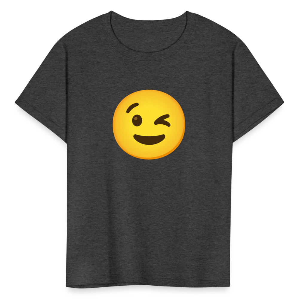 😉 Winking Face (Google Noto Color Emoji) Kids' T-Shirt - heather black