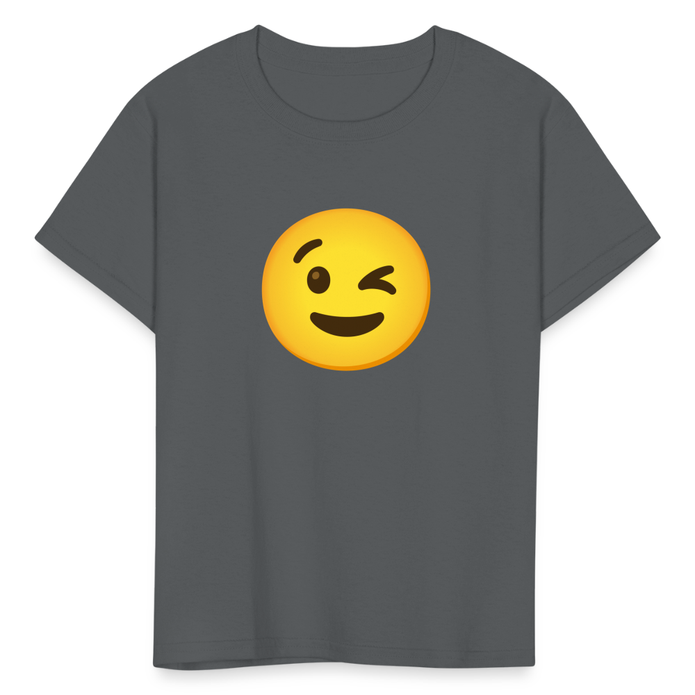 😉 Winking Face (Google Noto Color Emoji) Kids' T-Shirt - charcoal