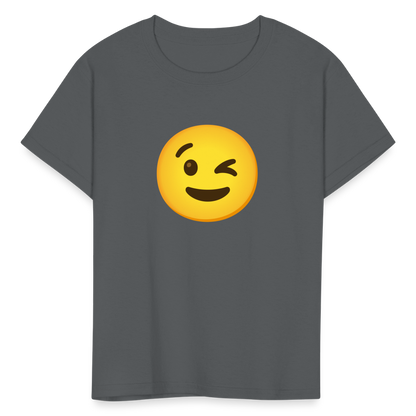 😉 Winking Face (Google Noto Color Emoji) Kids' T-Shirt - charcoal