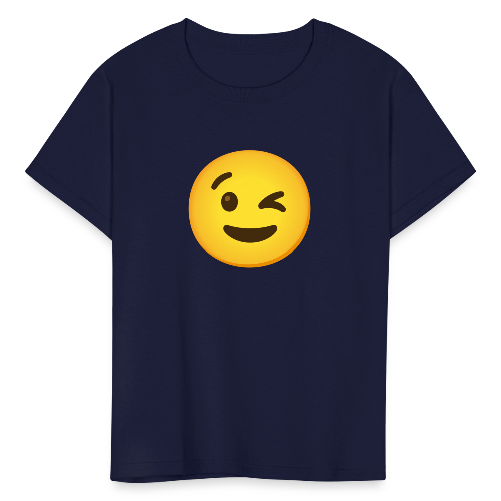 😉 Winking Face (Google Noto Color Emoji) Kids' T-Shirt - navy