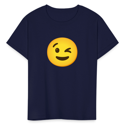😉 Winking Face (Google Noto Color Emoji) Kids' T-Shirt - navy