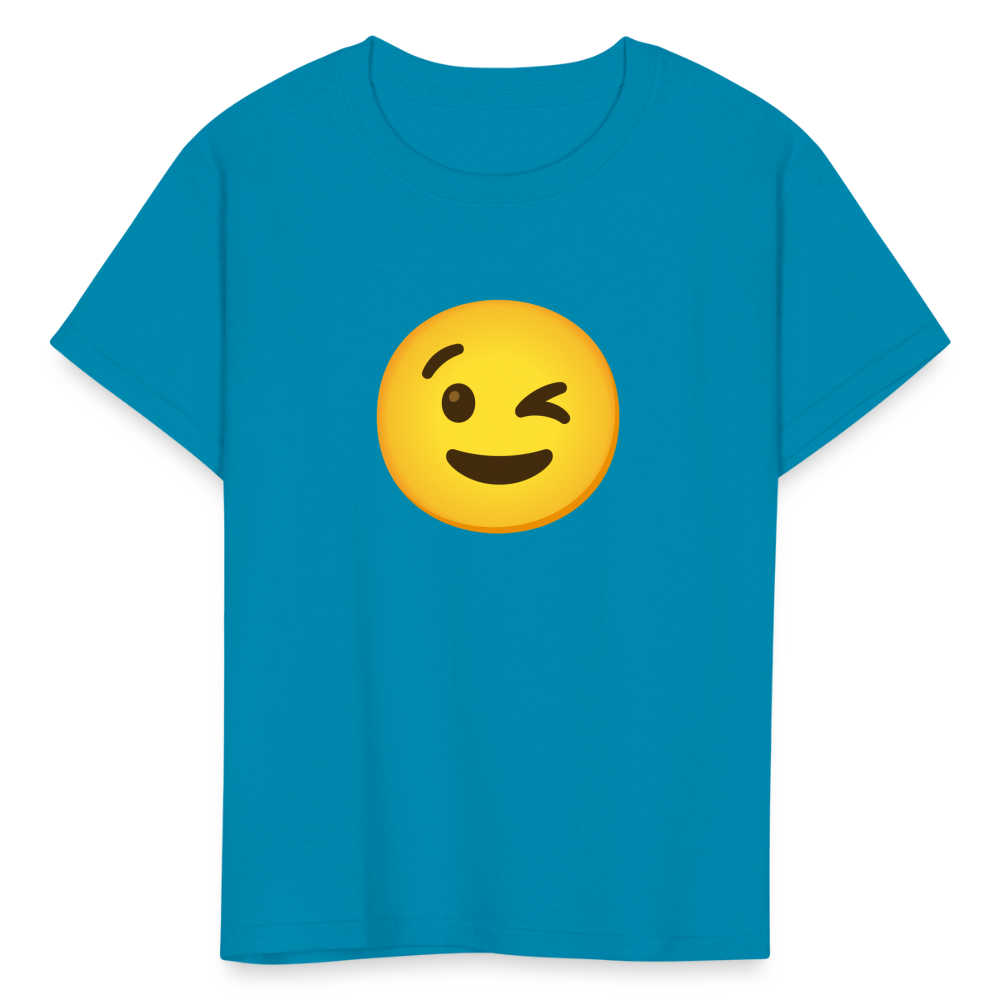 😉 Winking Face (Google Noto Color Emoji) Kids' T-Shirt - turquoise
