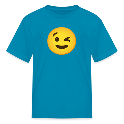 😉 Winking Face (Google Noto Color Emoji) Kids' T-Shirt - turquoise