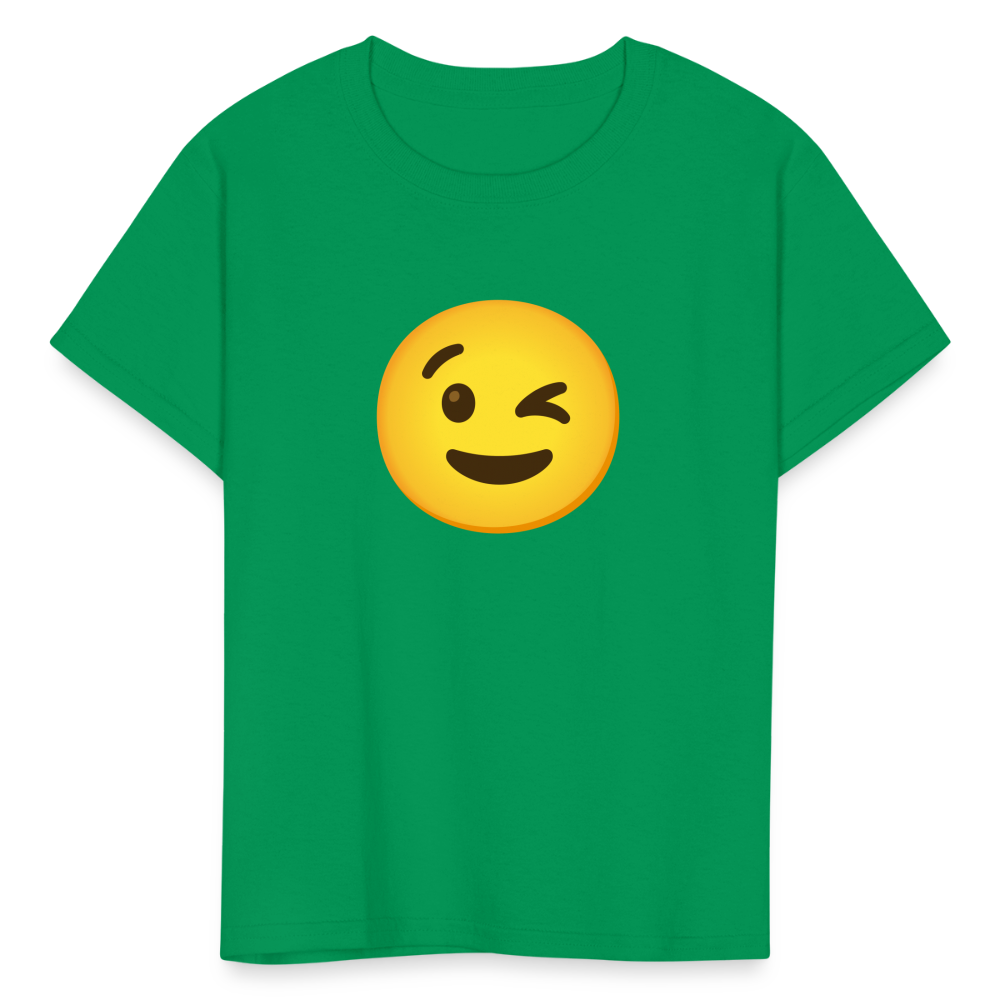 😉 Winking Face (Google Noto Color Emoji) Kids' T-Shirt - kelly green