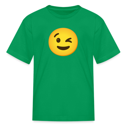 😉 Winking Face (Google Noto Color Emoji) Kids' T-Shirt - kelly green