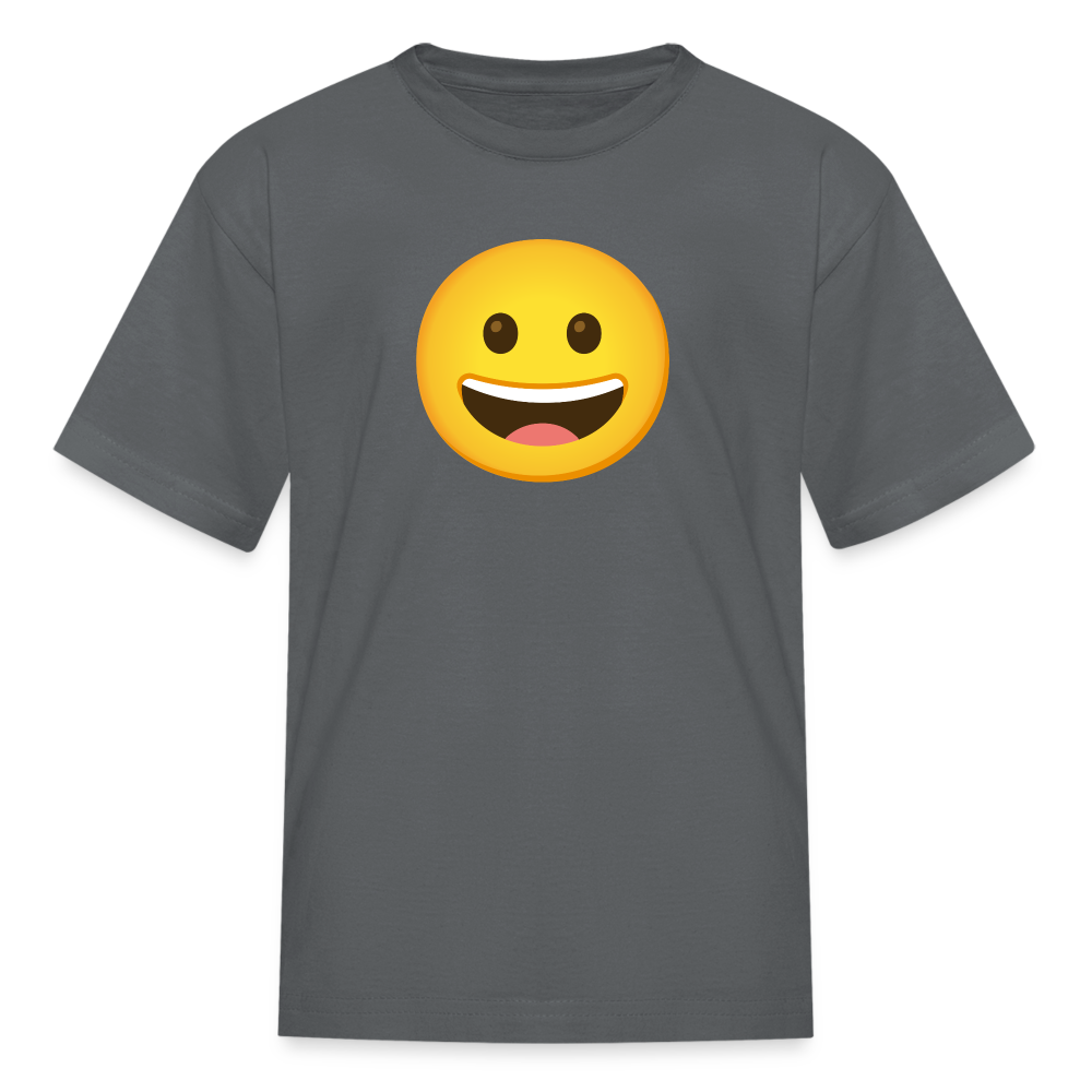 😀 Grinning Face (Google Noto Color Emoji) Kids' T-Shirt - charcoal