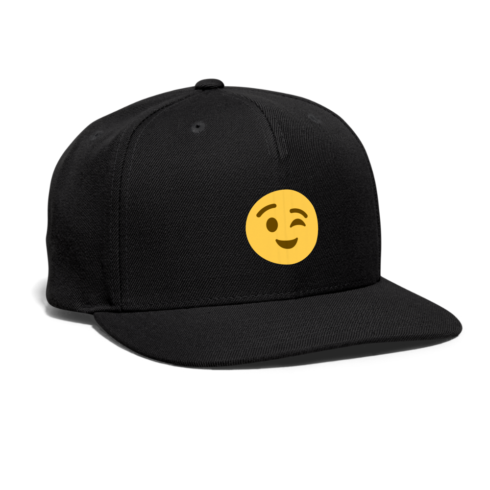 😉 Winking Face (Twemoji) Snapback Baseball Cap - black