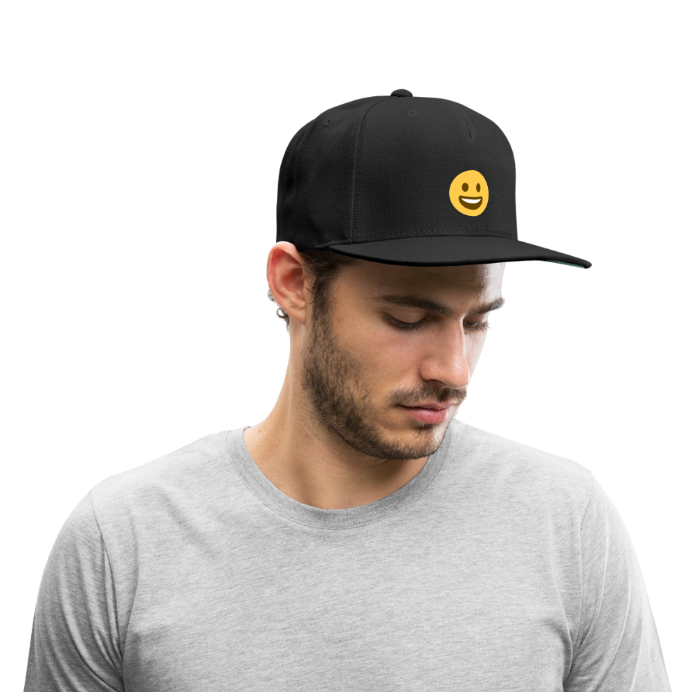 😀 Grinning Face (Twemoji) Snapback Baseball Cap - black