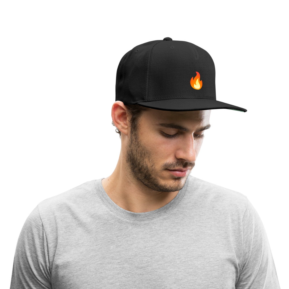 🔥 Fire (Google Noto Color Emoji) Snapback Baseball Cap - black