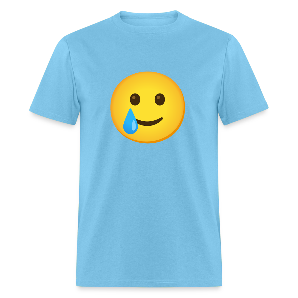🥲 Smiling Face with Tear (Google Noto Color Emoji) Unisex Classic T-Shirt - aquatic blue
