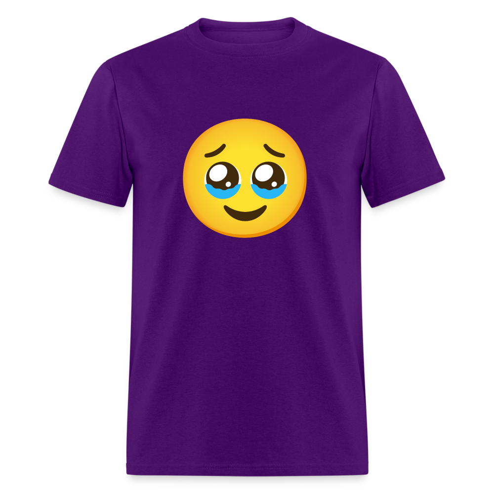 🥹 Face Holding Back Tears (Google Noto Color Emoji) Unisex Classic T-Shirt - purple