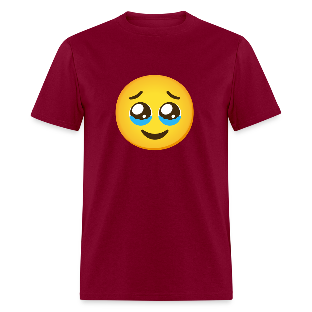 🥹 Face Holding Back Tears (Google Noto Color Emoji) Unisex Classic T-Shirt - burgundy