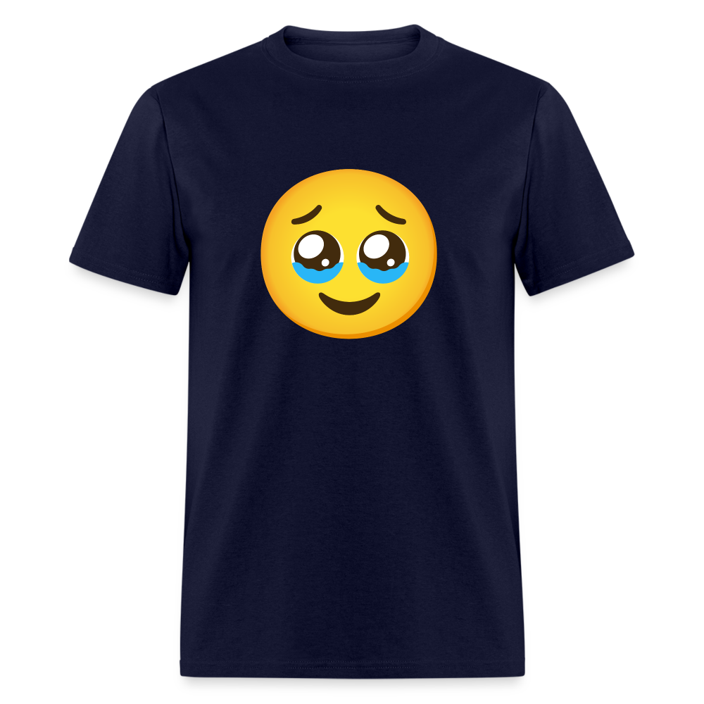 🥹 Face Holding Back Tears (Google Noto Color Emoji) Unisex Classic T-Shirt - navy