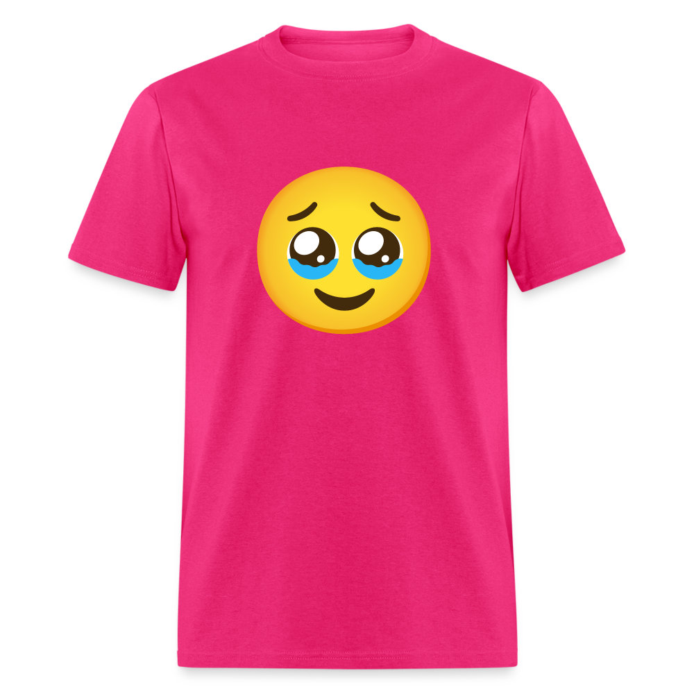 🥹 Face Holding Back Tears (Google Noto Color Emoji) Unisex Classic T-Shirt - fuchsia