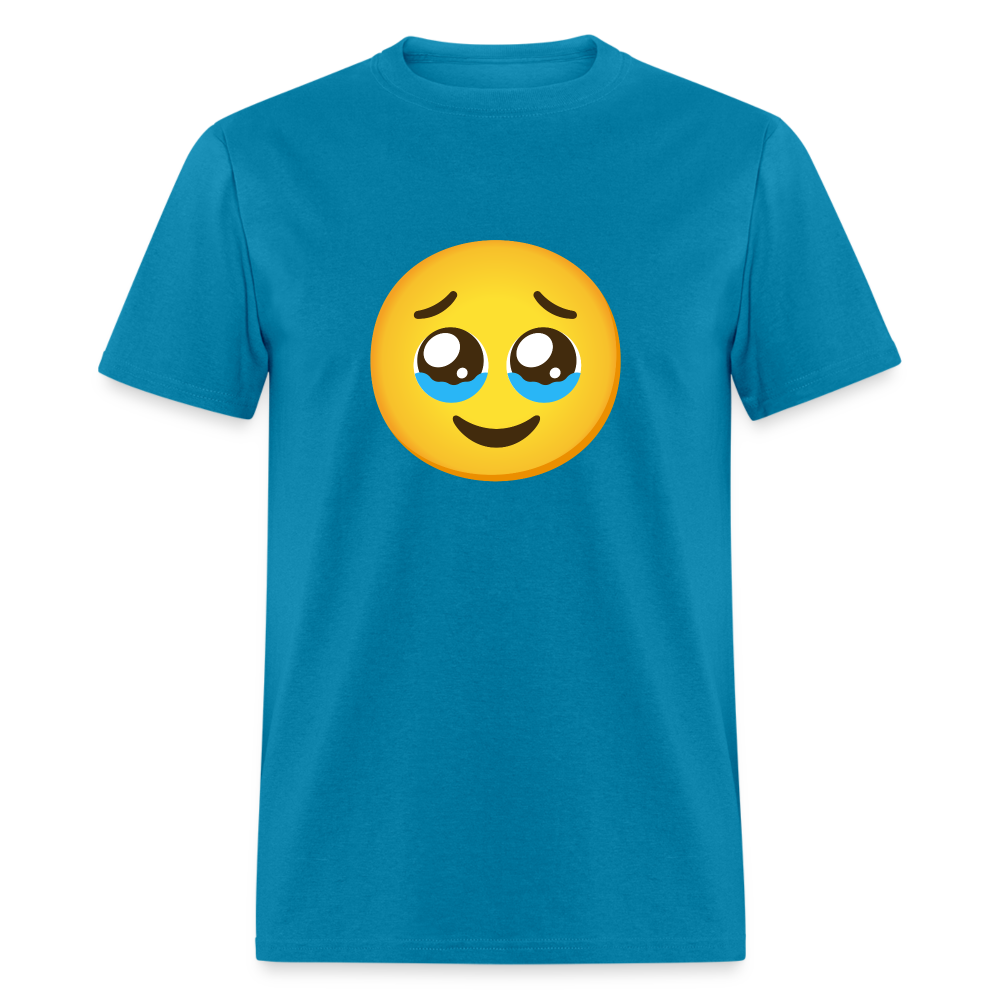 🥹 Face Holding Back Tears (Google Noto Color Emoji) Unisex Classic T-Shirt - turquoise